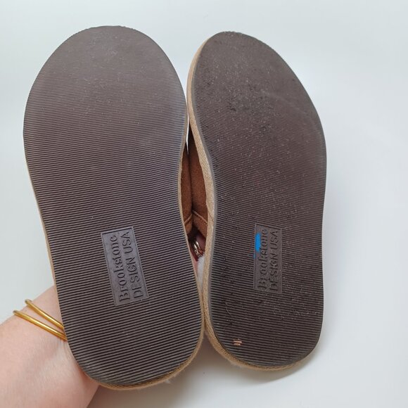 Brookstone Slippers N-A-P Suede Leather Shearling Slip On Mens Medium - Picture 10 of 12